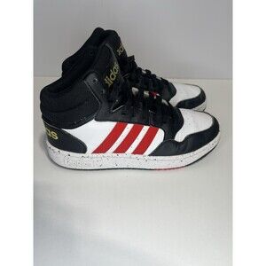 Adidas Hoops 3.0 Mid Boys Size 4.5 Red Black Athletic Basketball Shoes Sneakers